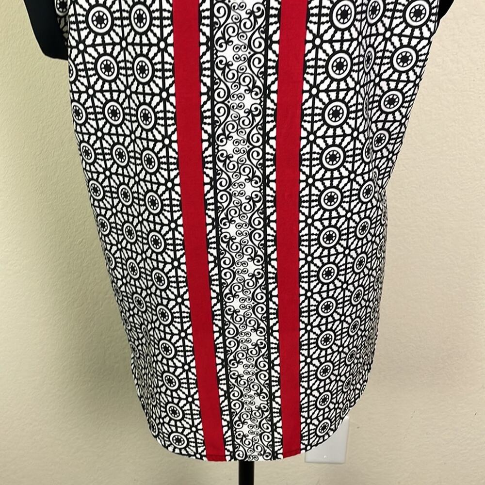 Antilia Femme center stripe cap sleeve blouse women's L - Picture 6 of 12